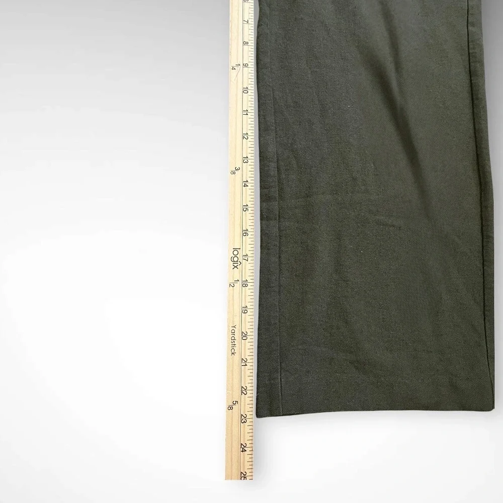 ZARA Women's Green High Waisted Linen Cotton Blend Cropped Pants XS | EUC